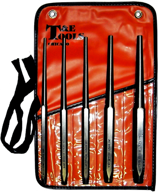 T & E Tools 8285  5 Piece Long Taper Punch Set