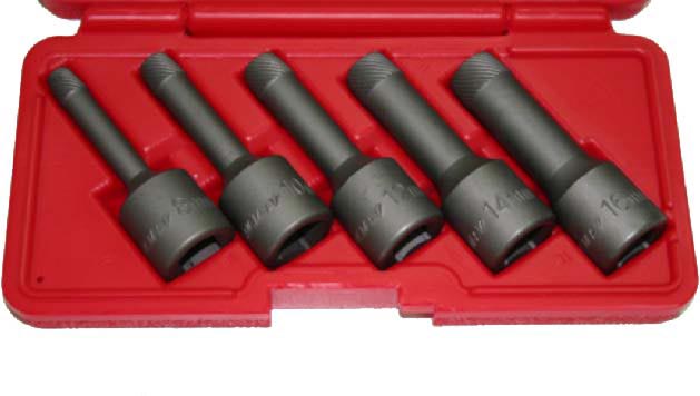 T & E Tools 8914 5 Piece 1/2" Drive Impact Wedge Proof Extractor Set
