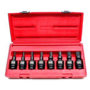 T & E Tools 97448 T & E Tools 8 Piece 1/2" Drive SAE In-hex Impact Universal Sockets