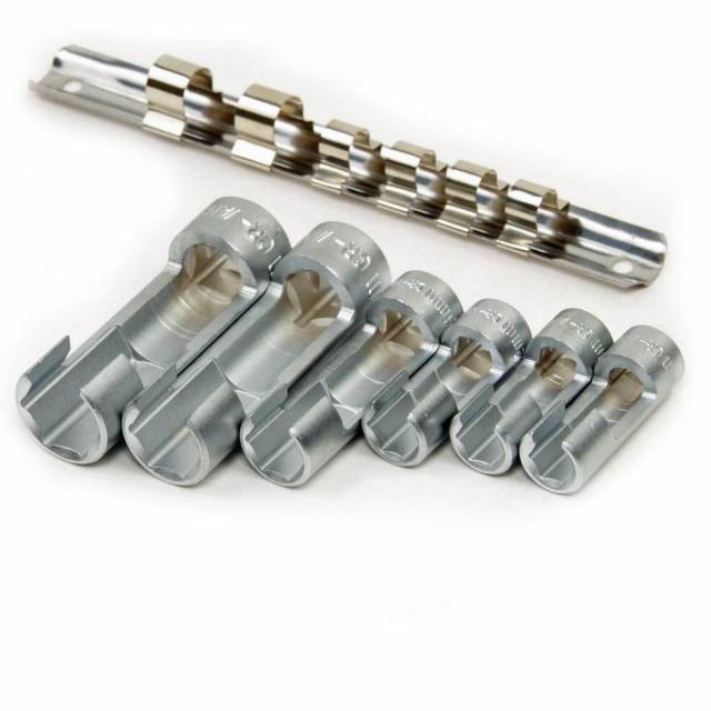 6 Piece Metric Line Socket Wrench Kit 10, 11, 12, 14, 17, 19 mm 6 Point