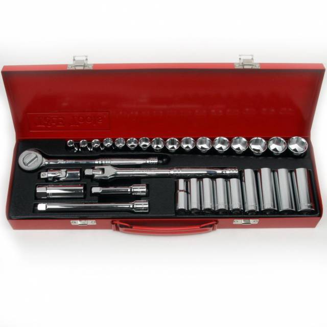 T & E Tools 93230 3/8" Drive 31 Piece 6 Point Metric Deep and Standard Socket Set- 6 Point