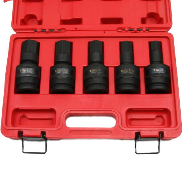 T & E Tools 97598 3/4-Inch Dr 5 piece SAEIn-Hex Universal Impact Socket Se