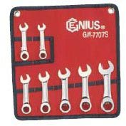 Genius GW-7707S 7 Piece SAE Stubby Combination Ratcheting Wrench Set