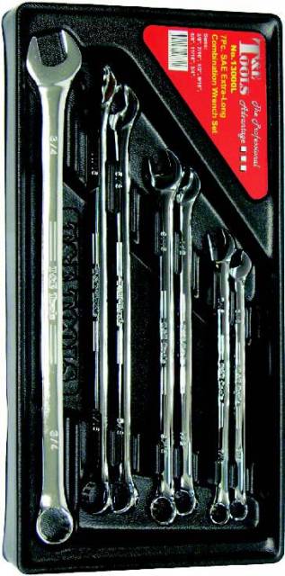 T & E Tools 13000L 7Pc. Pro-Line Extra Long SAE Combination Wrench Set- [12 Point]