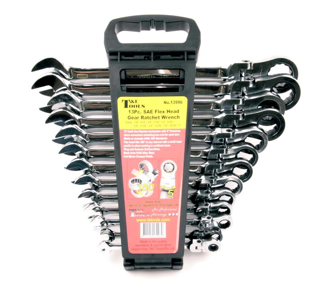 T & E Tools 13996 13Pc. SAE Flex-Head GearWrench Set : Apexinds.com